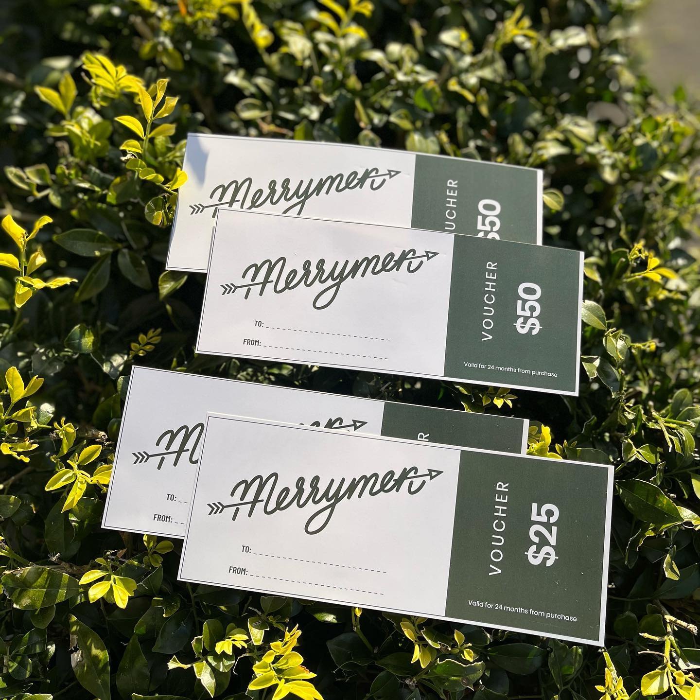 Merrymen gift vouchers in $25 and $50